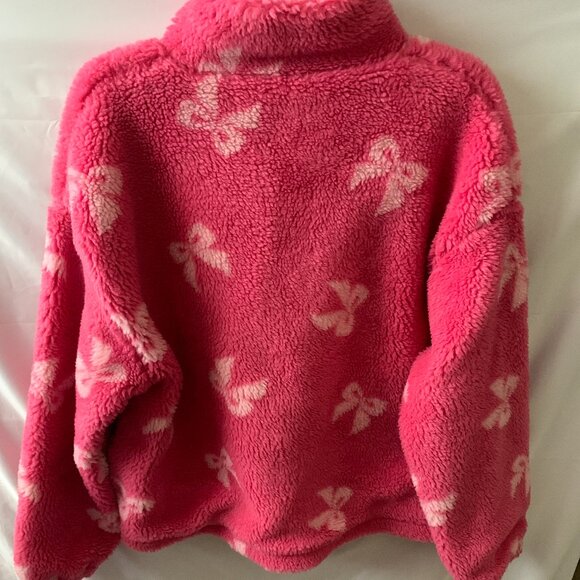 BEACH RIOT Leona Slopes Pink Bows Sherpa Quarter-Zip Pullover Sz MEDIUM - Picture 5 of 8
